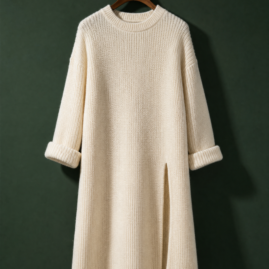 Naomi Side Slit Sweater - Cream White