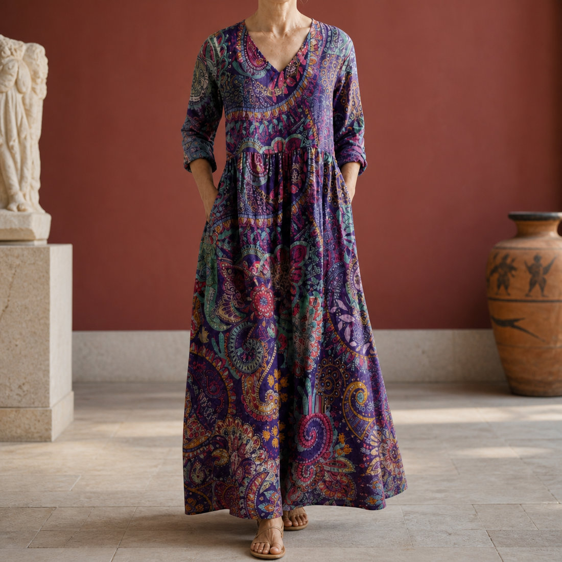 Elise Paisley Maxi Dress - Purple Paisley