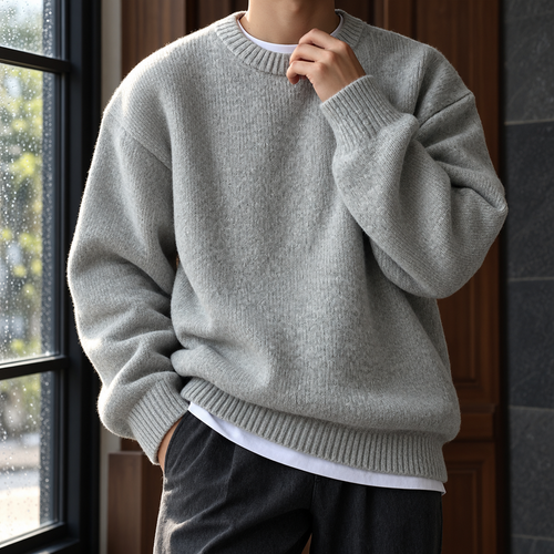 Aaron Textured Sweater - Light Gray