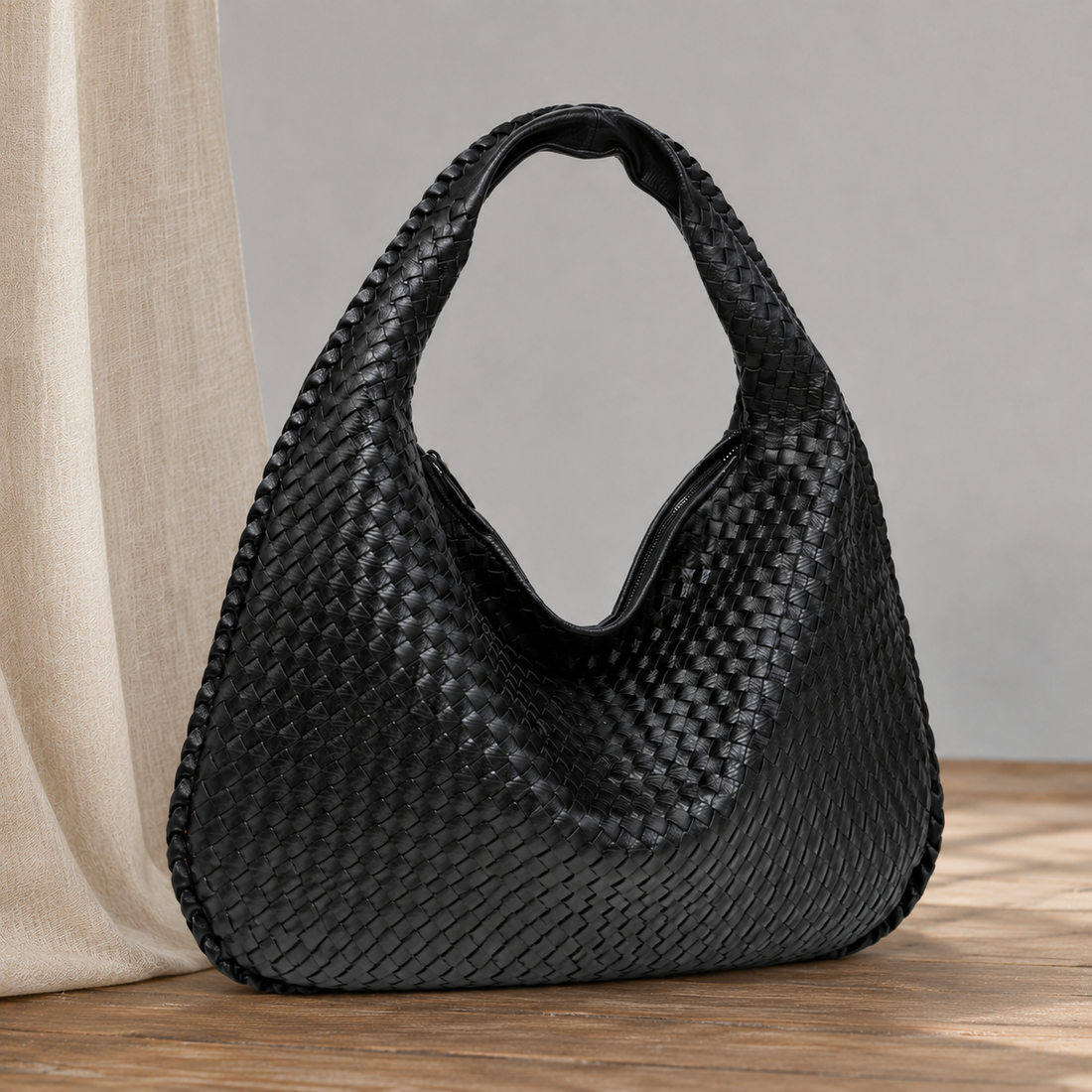 Dalmasso Woven Hobo Bag - Black