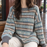 Portia-June Fair Isle Sweater - Light Blue