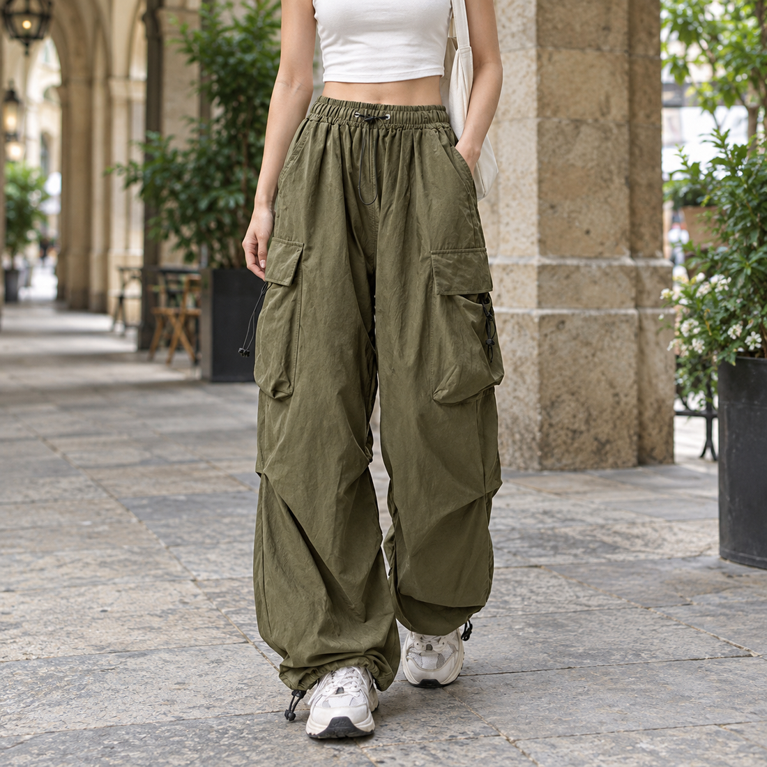 Charlotte-Belle Relaxed Cargo Pants - Army Green