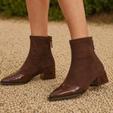 Messina Patent Ankle Boots - Brown