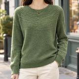 Ysabel Pointelle Sweater - Olive Green