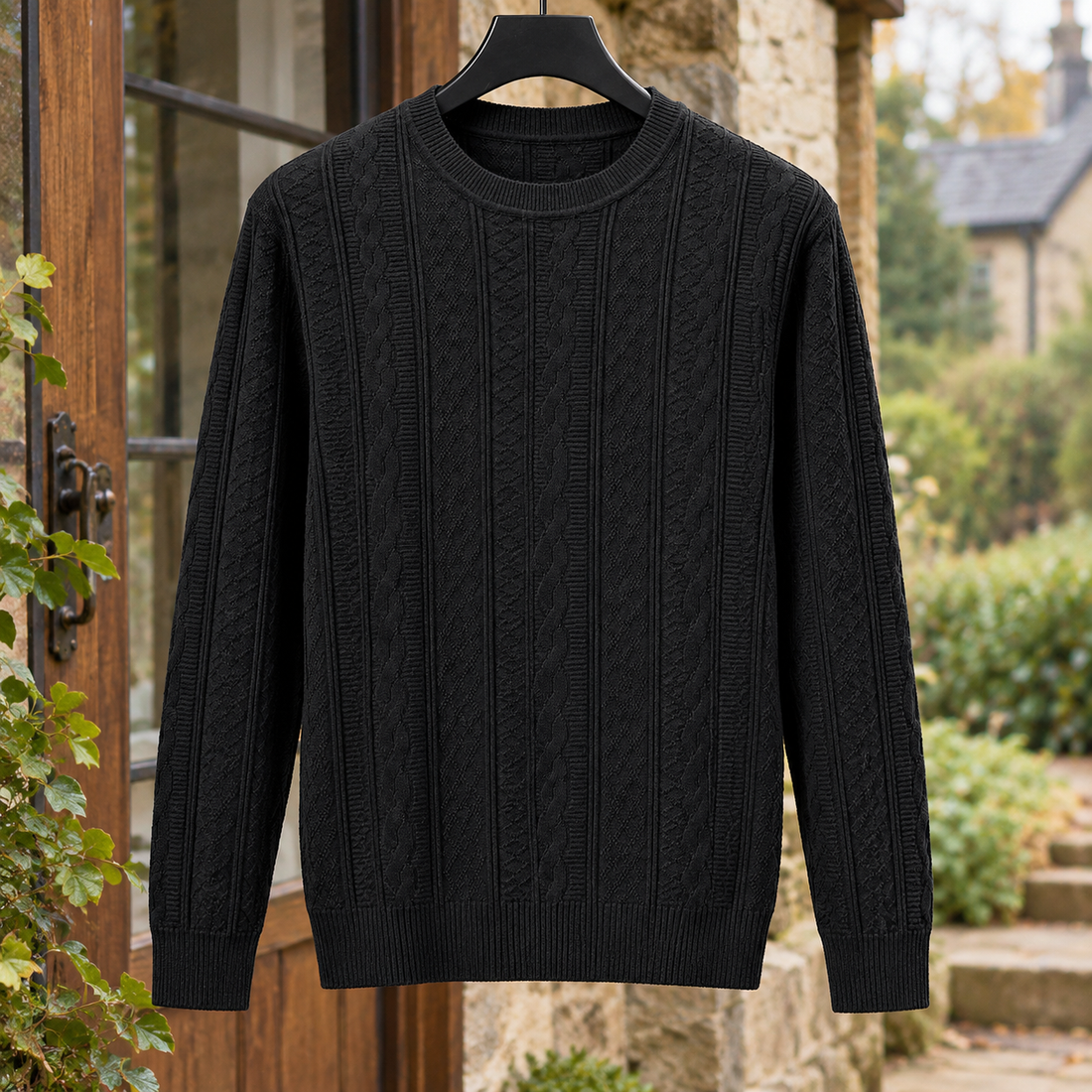 Warrick-Scott Cable Knit Sweater - Black