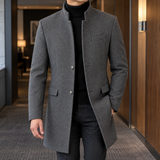 Harvey Stand Collar Overcoat - Gray