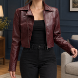 Talia-Marie Cropped Jacket - Burgundy