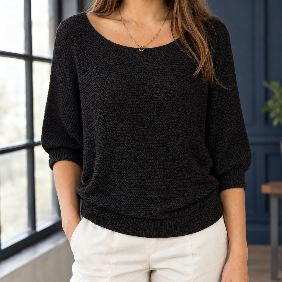 Ruby Scoop Neck Top - Black