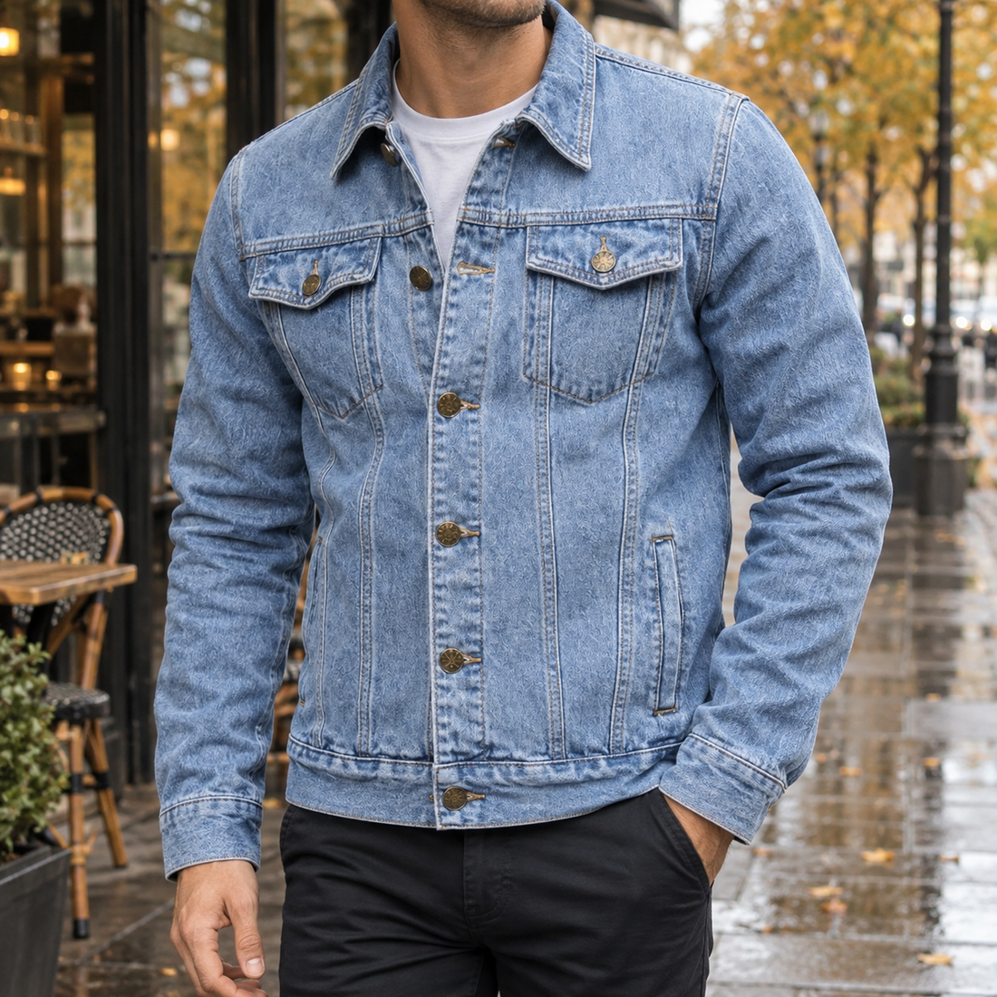 George-Stone Denim Jacket - Light Blue