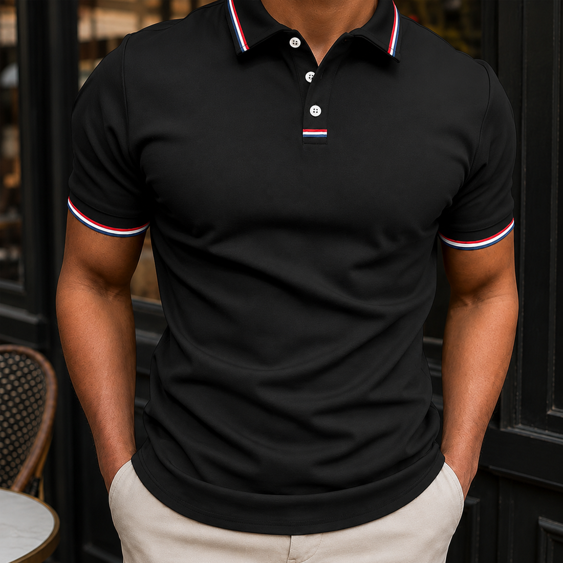 Orion Striped Polo - Black