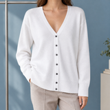 Philippa V-Neck Cardigan - White