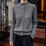 Fabienne-Jane Mock Neck Cardigan - Medium Gray