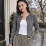 Gwendolen-Lane Cable Cardigan - Gray