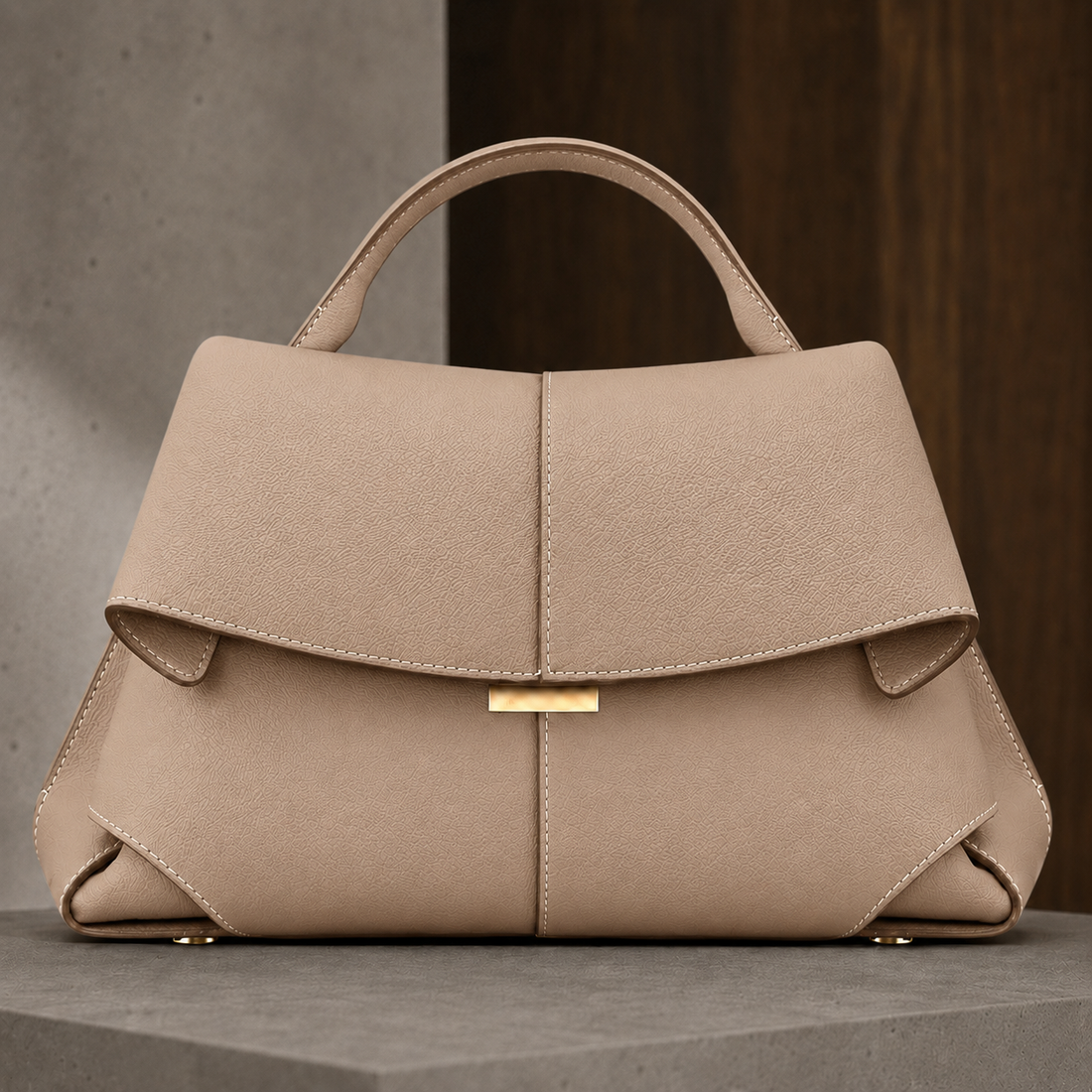 Falcieri Leather Handbag - Beige