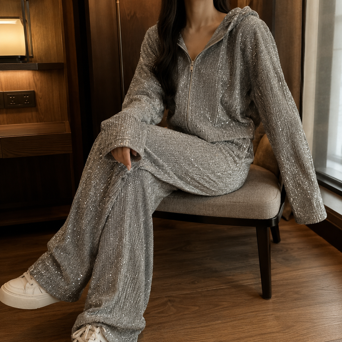 Adelia Sequined Set - Gray