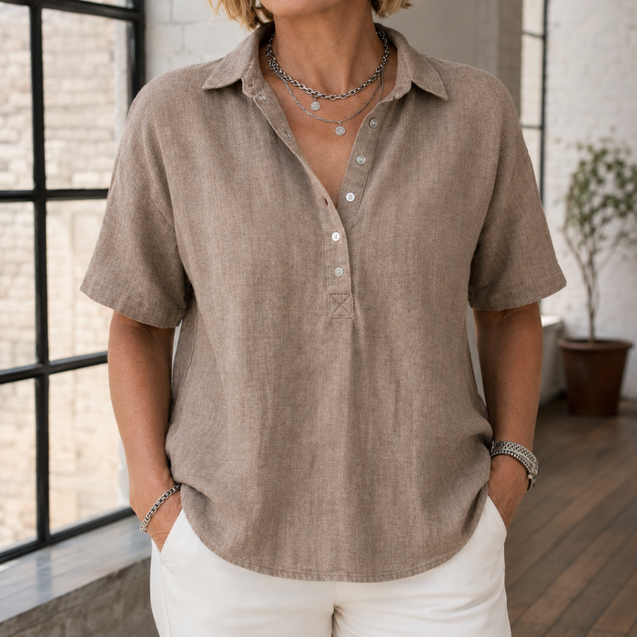 Anais-Pearl Linen Blouse