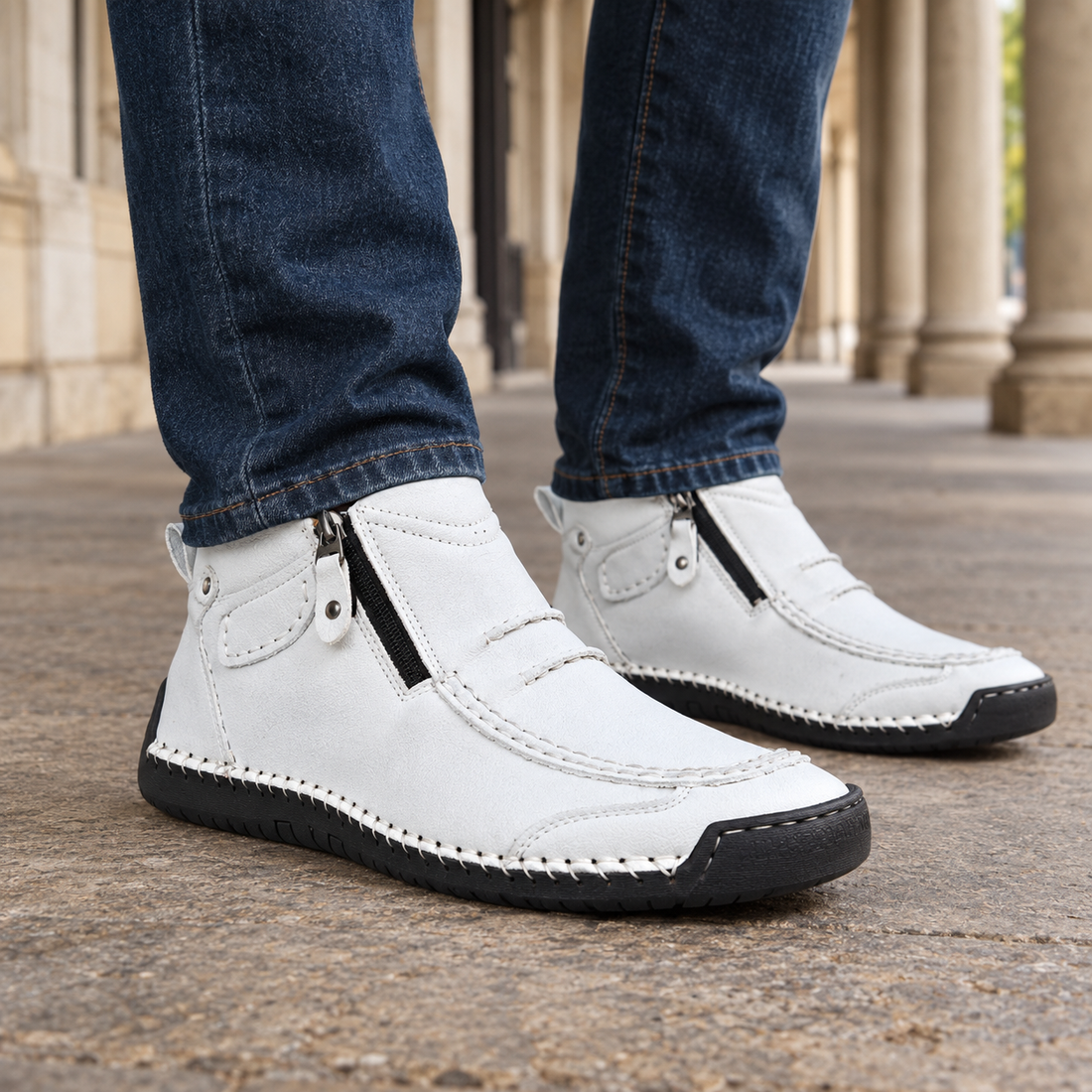 Savelli Side Zip Boots - White