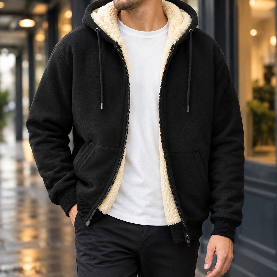 Killian Fleece-Lined Hoodie - Black