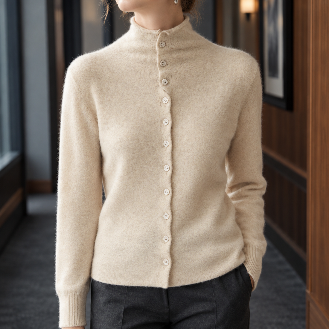 Pomeline-Elise Cashmere Cardigan - Cream