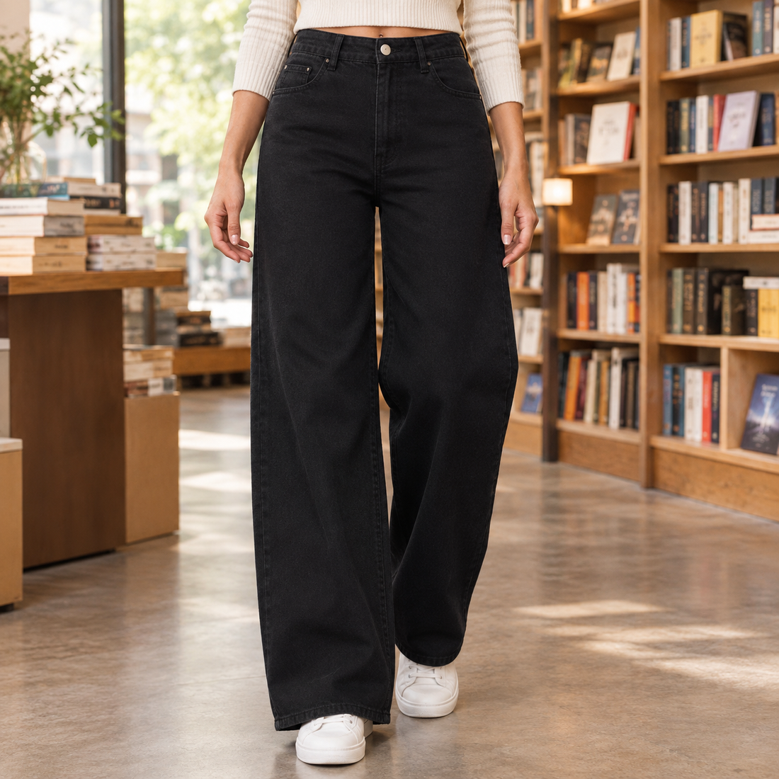 Leila Wide Leg Jeans - Black