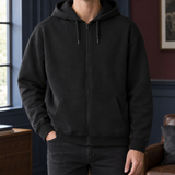 Lancelot Zip Hoodie - Black