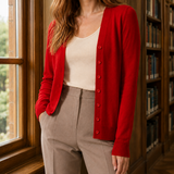 Thalia V-Neck Sweater - Red