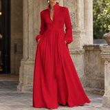 Constance Gathered Maxi Dress - Red