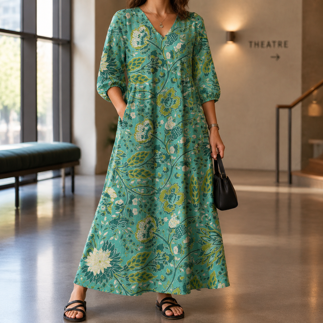 Phoebe-Kate Floral Maxi Dress - Teal Floral