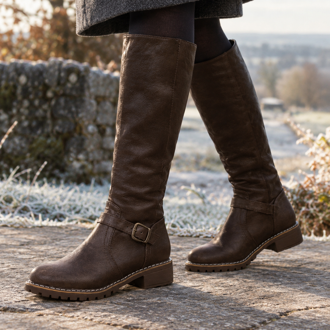 Squarcione Buckle Boots - Brown