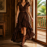 Serena High Low Dress - Brown