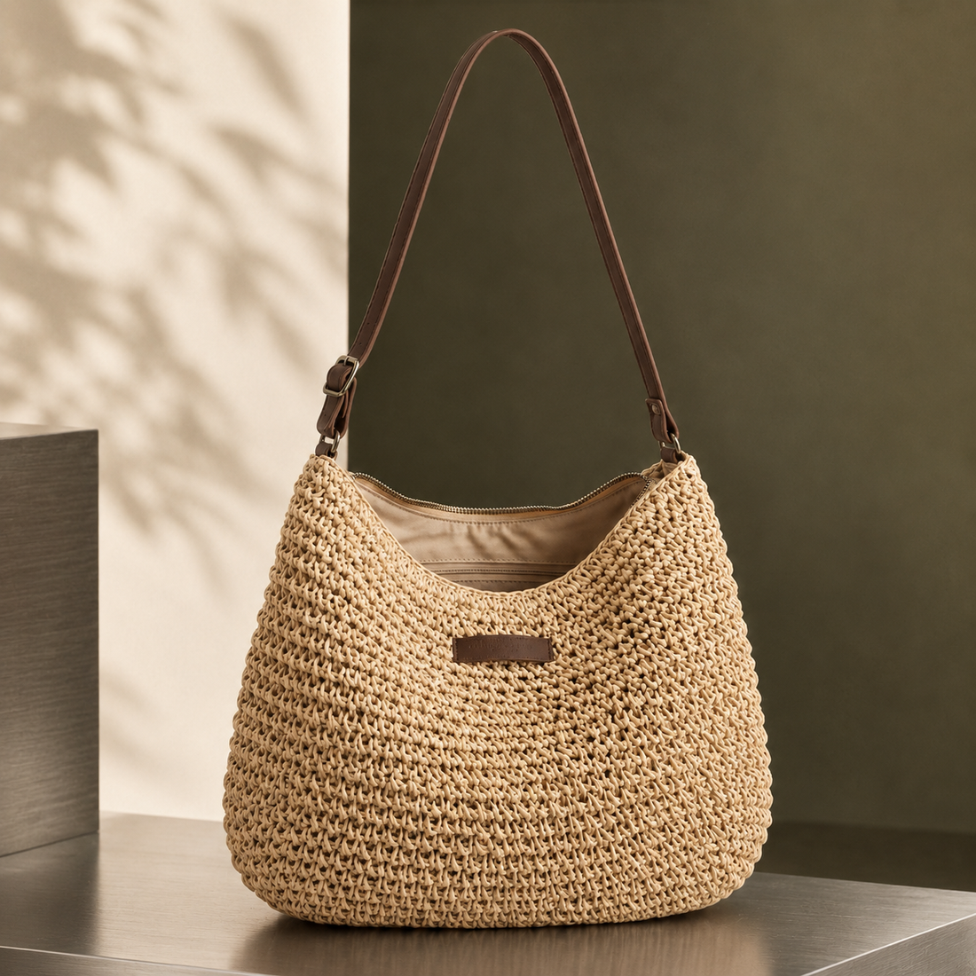 Manfredi Woven Sling Bag - Beige