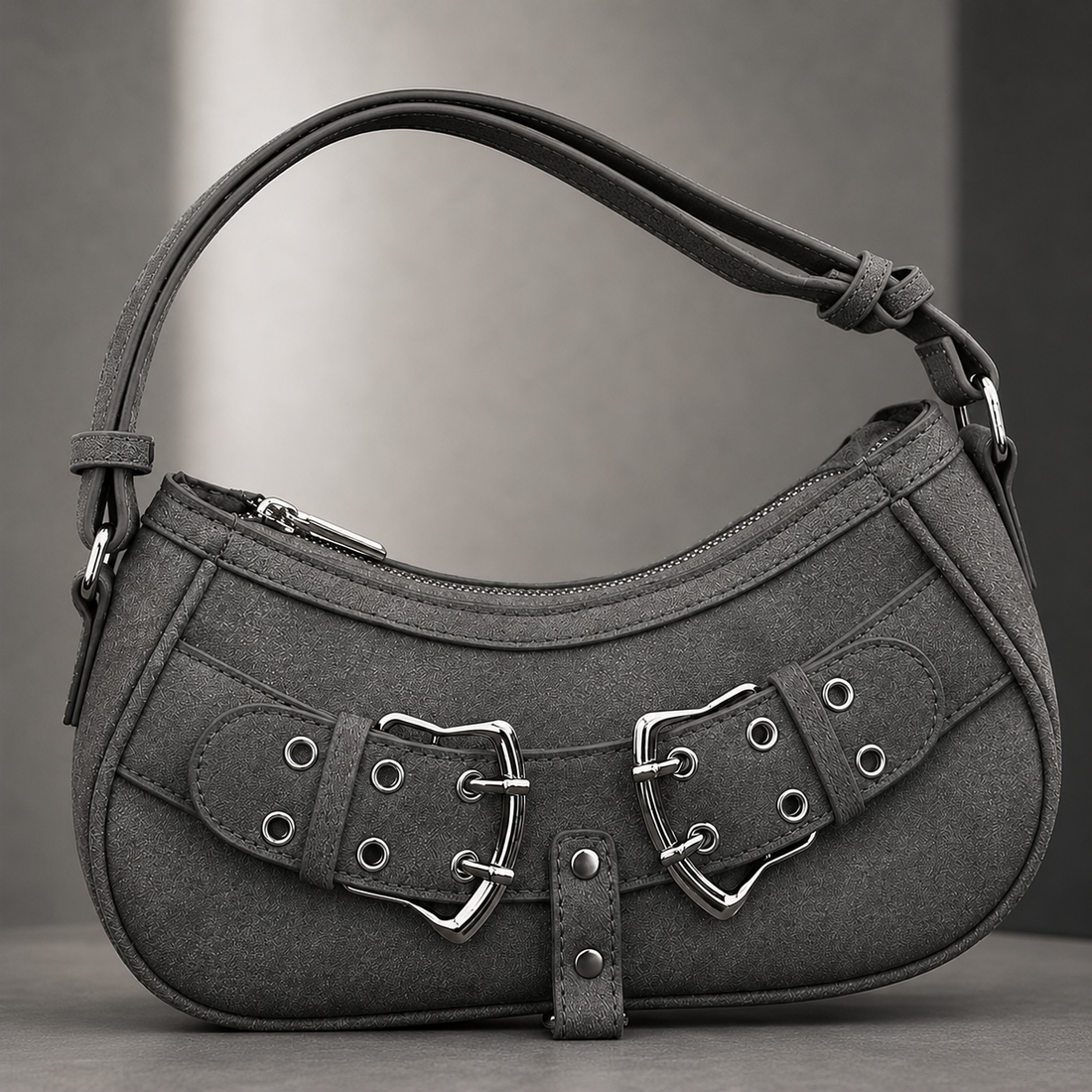 Grimaldi Buckle Shoulder Bag - Gray