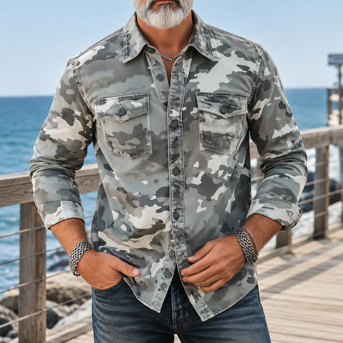 Gideon Camo Shirt - Gray