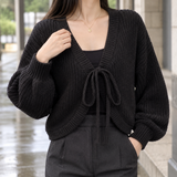 Maylis Tie Front Cardigan - Black