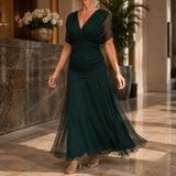 Valeria-Rose Draped Maxi Dress - Dark Green