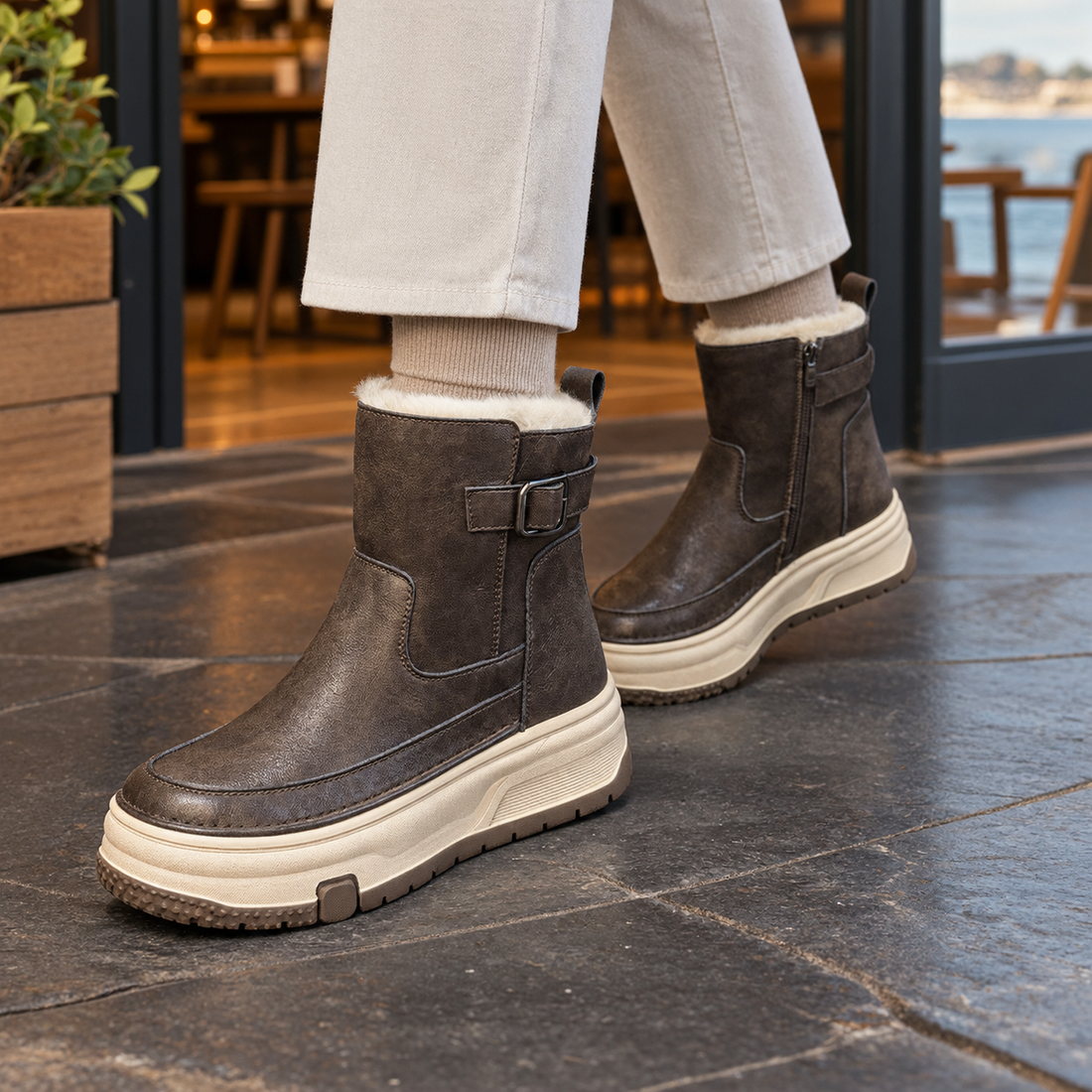 Anguissola Leather Snow Boots - Dark Coffee
