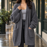 Sofia-Pearl Longline Cardigan - Black