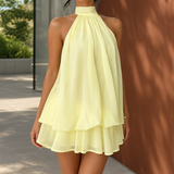 Ilaria-Hope Halter Mini Dress - Yellow