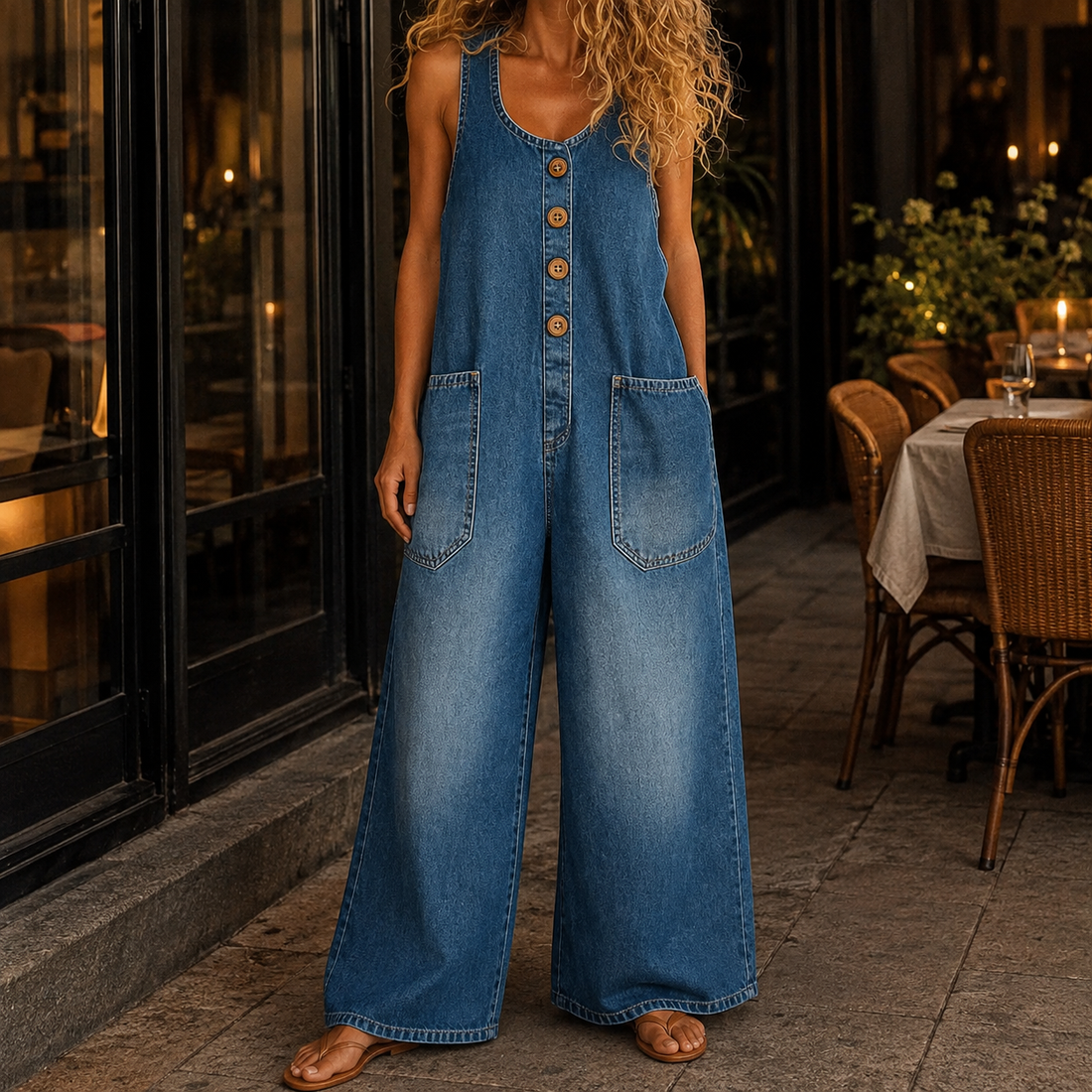 Desiree Wide Leg Jumpsuit - Sea Blue