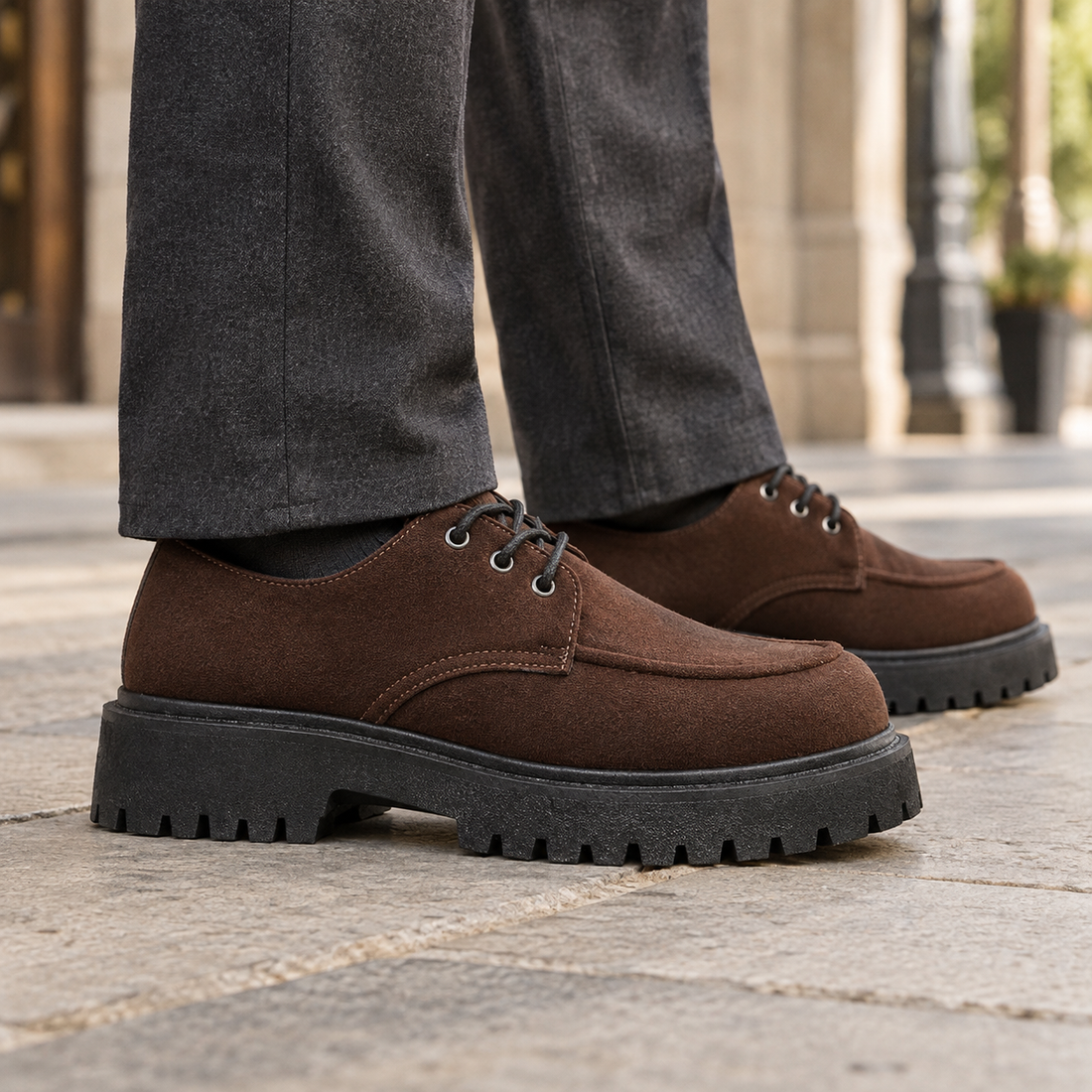 Rapallo Suede Derby Shoes - Brown