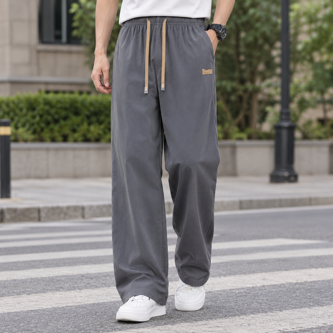 Simeon Wide Leg Pants - Dark Gray