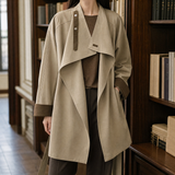 Helena-Rae Contrast Cuff Coat - Khaki