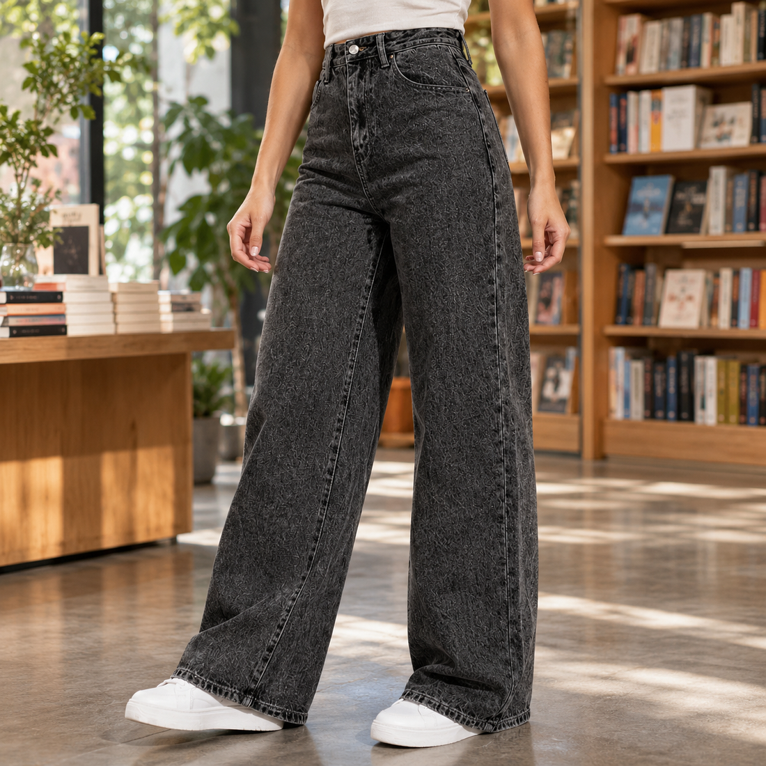 Zinnia-Rae Wide Leg Jeans - Gray