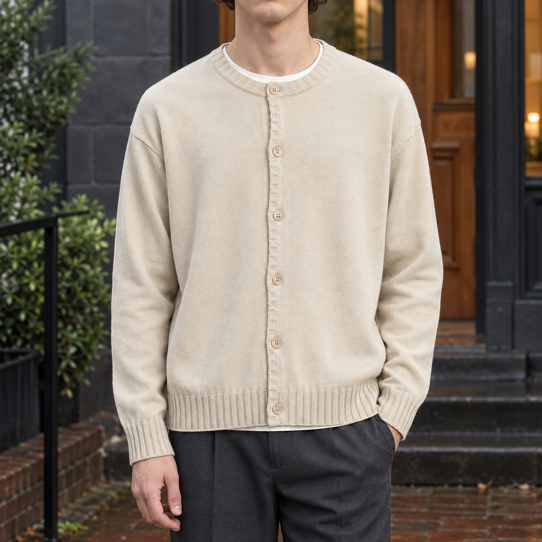 Gregory Button Front Cardigan - Apricot