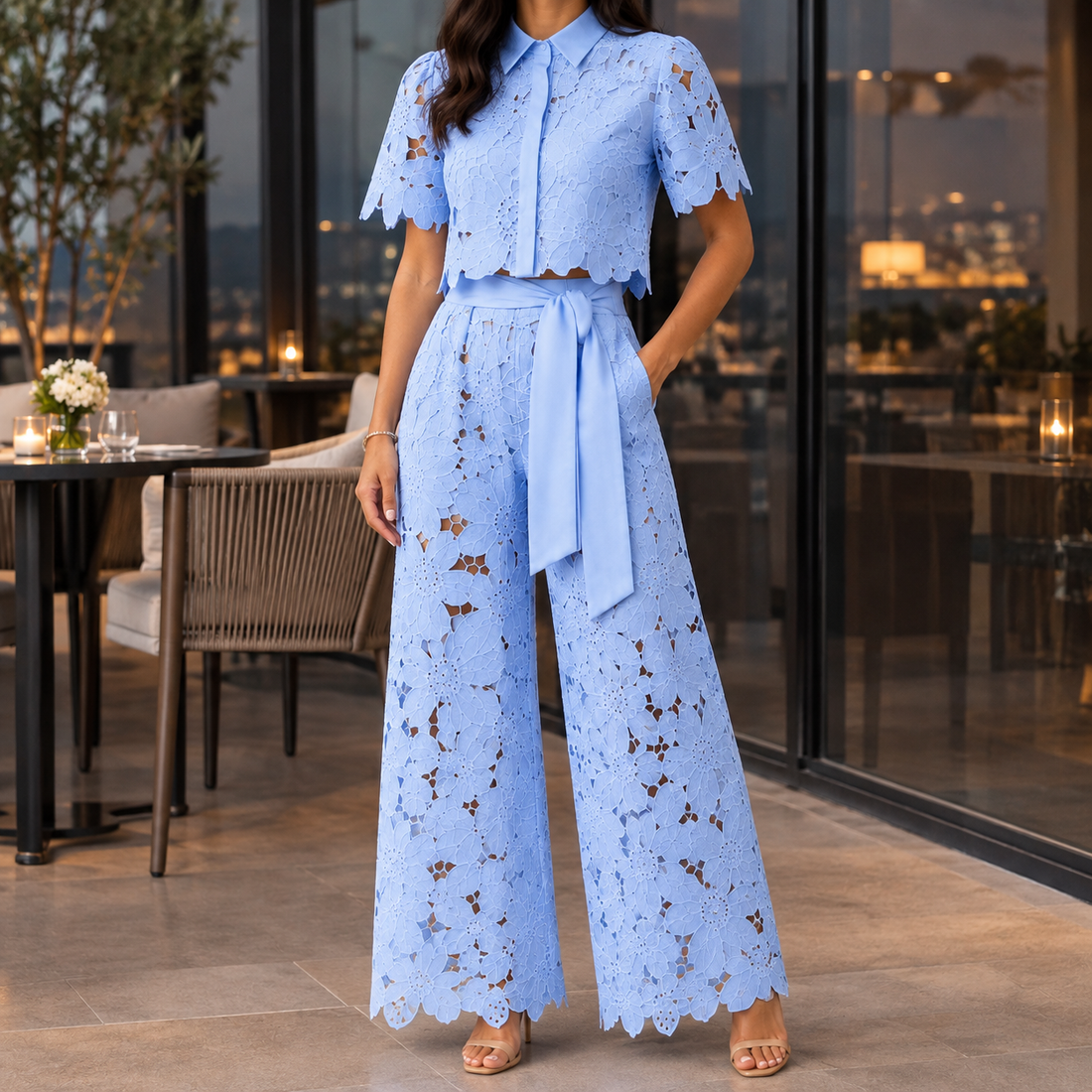 Fenna-June Wide-Leg Set - Light Blue 2