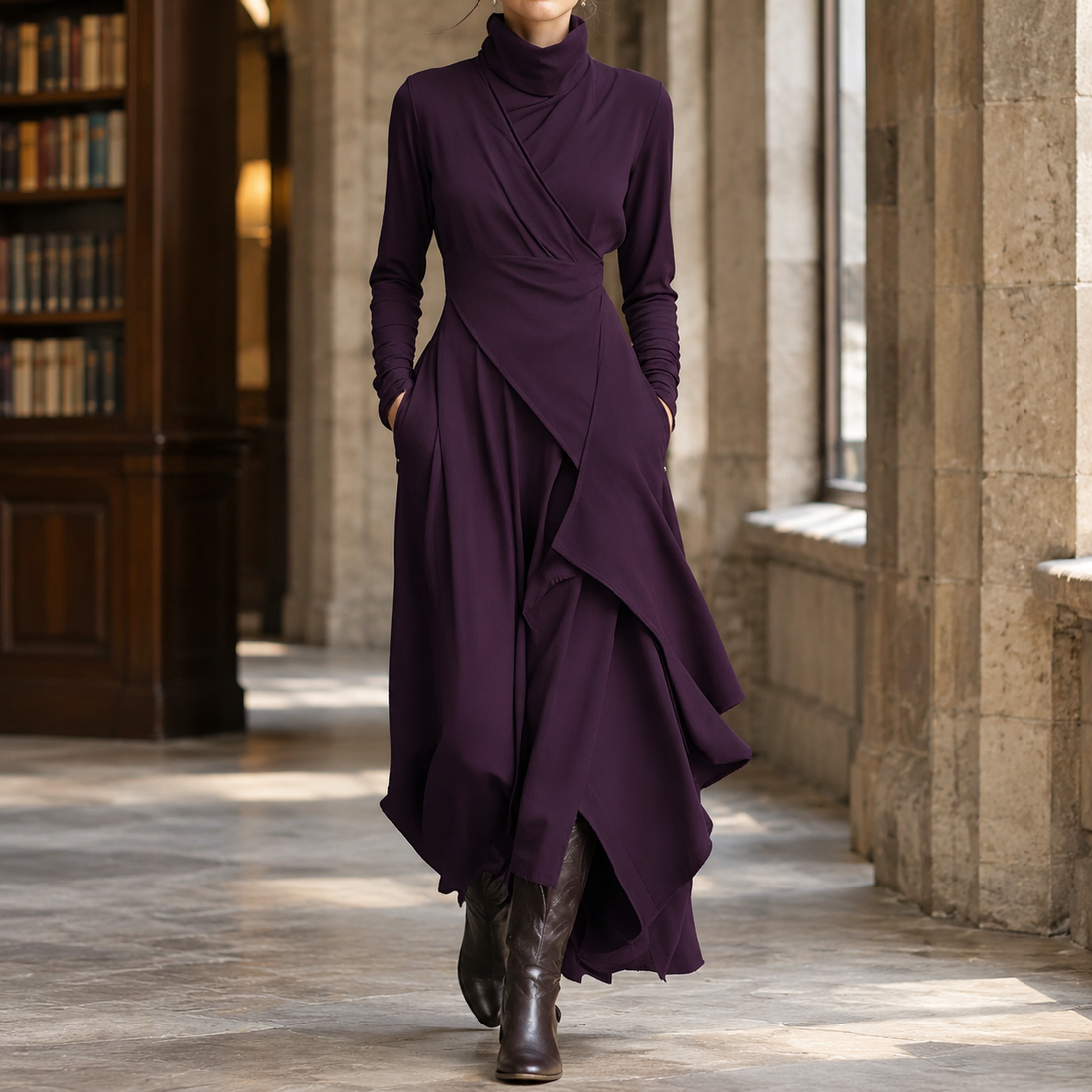 Pomeline Asymmetric Maxi Dress - Purple