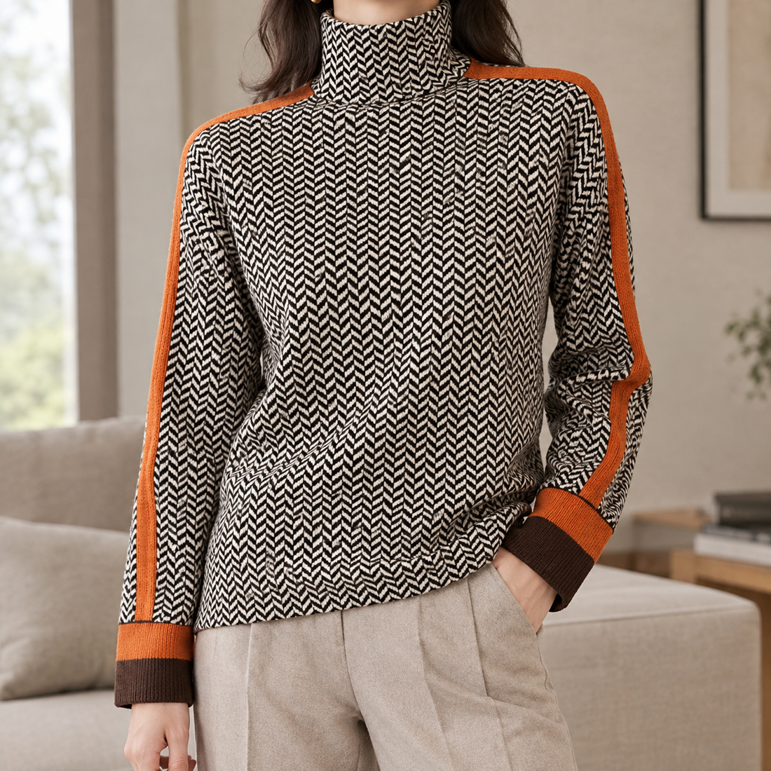 Ambrosine Turtleneck Sweater - Orange Red