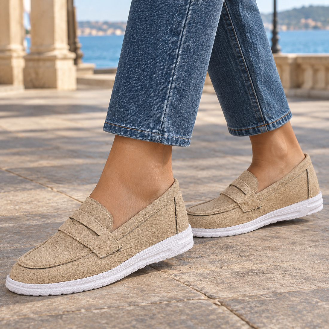 Barbaro Slip-On Loafers - Khaki
