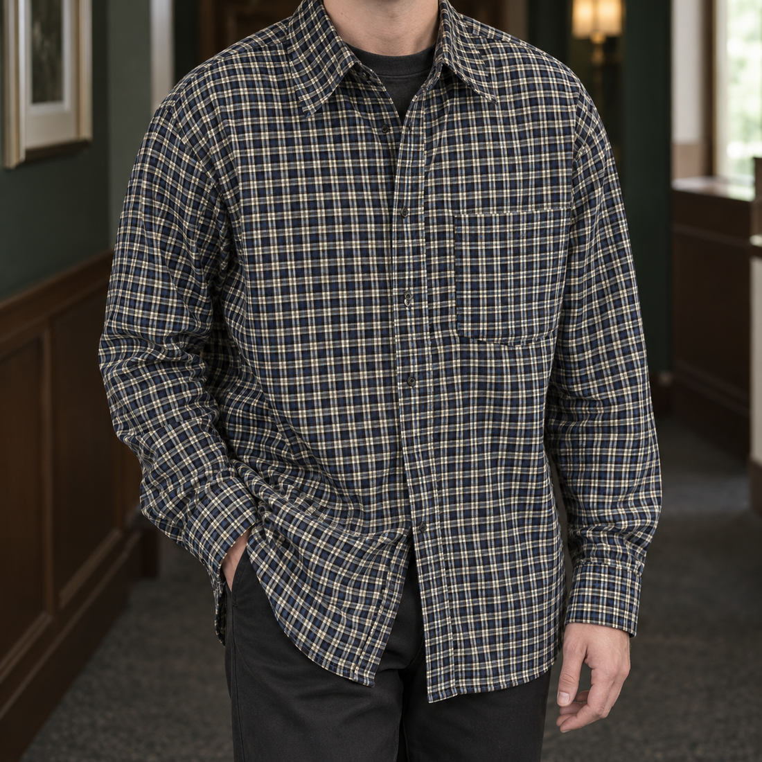 Jason Plaid Overshirt - Black