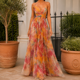 Penelope Watercolor Maxi Dress - Orange